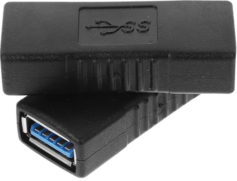 Cabilock 2 Piezas Adaptador USB 3.0 Hembra a Hembra Alta Velocidad y Durabilidad, Conector Negro de Abs y Aleación de Zinc para Extensión en Computadoras