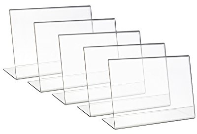 HMF 46935 Acryl Tischaufsteller schräg | 5 Stück | DIN A4 Querformat | Glasklar