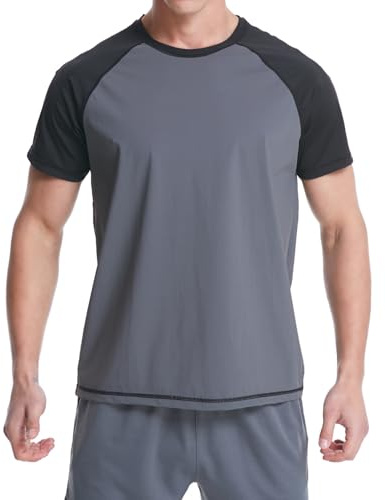 VAYAGER Badtröjor för män Rash Guard UPF 50+ kortärmad, snabbtorkande, lös passform, vattensurfskjorta