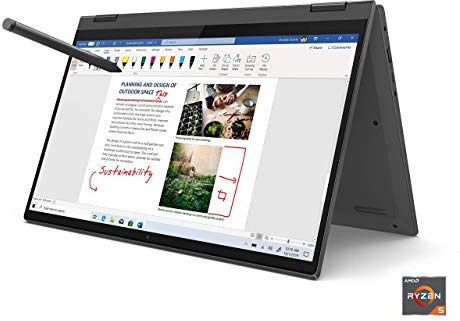 Lenovo Flex 5 Ordinateur portable 2 en 1 avec écran tactile FHD IPS de 14 po, AMD 4e génération Ryzen 5 4500U, 16 Go de RAM, SSD PCIe 256 Go, clavier rétroéclairé, lecteur d'empreintes digitales,