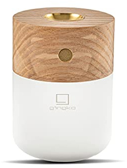 Gingko Essential Oil Burning Diffuser with LED Lamp,Long Lasting Rechargeable Battery,USB-C Cable Included,3 Lighting Temperature,Made from Natural Wood, Packed in Premium Gift Box,(White Ash)