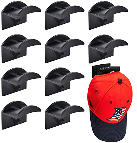Vibbang 10 Pezzi Ganci per Cappelli Organizzatore di Cappelli Porta Cappelli Curve Ganci Appendi Cappello Senza Perforazione a Parete Appiccicoso Leggero Organizzatore di Berretti da Baseball (Nero)