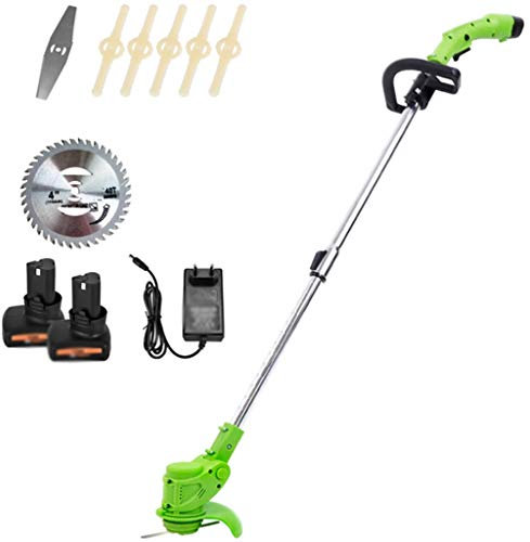 Tagliaerba Senza Fili, Piccolo Tosaerba Ricaricabile per Uso Domestico, Tosaerba Elettrico, Potenza Motore 450 W, 3 Lame di Ricambio, Batteria al Litio 21 V e Caricabatterie (Batteria Verde 21 V*