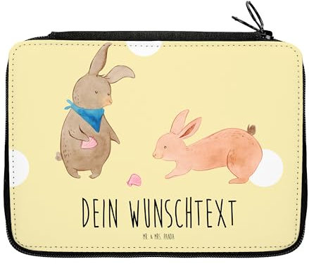 Mr. & Mrs. Panda Personalisierte Federmappe Hasen Muschel - Geschenke, Federmäppchen mit Namen, Muscheln, Best Friends, Muttertag, PersonalisierteS, BFF, Strand, Stiftemappe, Stiftetasche