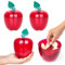 Winter Shore Große Rote Frischhaltedose Apfel [4er-Pack] - Aufbewahrungsbox Apfel aus Kunststoff für Süßigkeiten, Spielzeug, Schokolade - Durchsichtige Apfel Deko für Weihnachten, Hochzeiten & Partys