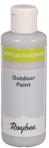 Rayher Outdoor Paint Acrylfarbe, steingrau, Flasche 80 ml, auf Wasserbasis, hochpigmentierte Acrylfarbe, ideal für den Außenbereich, wetterfest, lichtecht, witterungsbeständig, 35070558