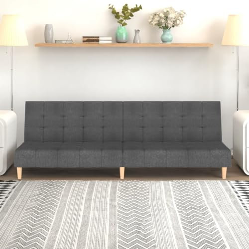 Homgoday Schlafsofa 2-Sitzer Klappsofa mit Schlaffunktion Bettcouch Bettsofa Sofa Couch mit Verstellbarer Rückenlehne Loungesofa für Wohnzimmer Schlafzimmer Hellgrau Stoff