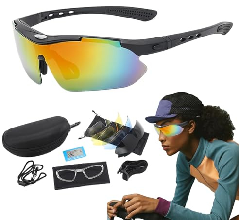 usefulbeauty Polarisierte Fahrrad-Sonnenbrillen, Herren-Fahrradbrillen | Winddichte Sportbrille Rennradbrille - Schutzbrille, 5-Linsen-Reitbrille, polarisierte Sonnenbrille zum Radfahren,