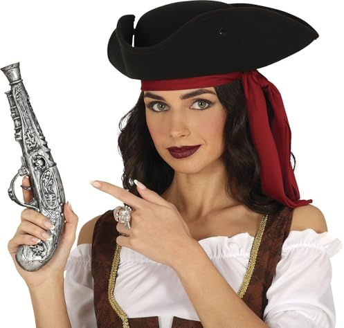 FIESTAS GUIRCA | Pistola Archibugio Giocattolo Argento (30 cm) - Arma di Fuoco Finta per Costume da Pirata - Accessorio per Feste in Maschera, Halloween e Carnevale - Per Bambini e Adulti - Argento