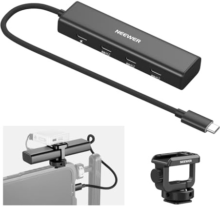NEEWER Station d'accueil USB C avec Adaptateur Griffe, Adaptateur multiport 4 en 1 avec 3 Ports USB C 3.1 Gen2 et 1 PD 100 W, 10 Gbit/s, Compatible avec iPhone 16 15, iPad, Mac, Android, PC,