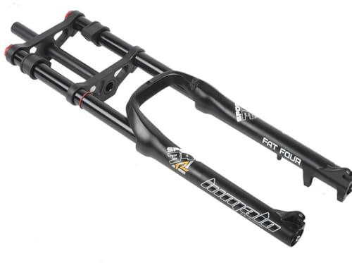 26 Zoll Mountainbike Federgabel 4.0 Reifen Fat Bike Vordergabel Federweg 180MM 1-1/8 Gerade Luftgabel For E-Bike/Schnee/Strand/XC/AM Doppelschultergabel 9*135MM QR Dämpfungseinstellung(Black)