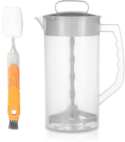 Mixkrug,Vielseitig Getränkemischkrug,2000 ML Auslaufsicher Mixbehälter aus Kunststoff,Mischkrug für Getränke,für Getränke,Limonade,Saft,Eistee(2pcs)