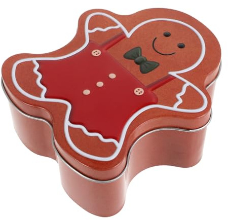 UKCOCO Large Gingerbread Man Christmas Cookie Tin Box with Airtight Lid Holiday Themed Biscuit Container for Xmas Candy Storage and Party Favor Packing