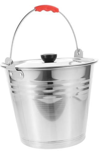 Gogogmee Cubo de Acero Inoxidable con Tapa para Leche de Pastoreo y Agua Hogar, Gran Capacidad, Multiusos, Asa Estable y Diseño una Pieza