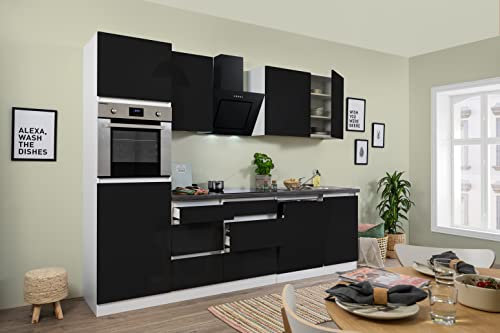 respekta Bloque de Cocina sin Mango Lorena 280 cm, Color Blanco y Negro