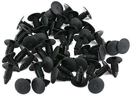 KIMISS 50 * Sujetadors de remache de plástico de parachoques de coche, Kits de Clip del pasador de empuje del borde de retención (Negro)