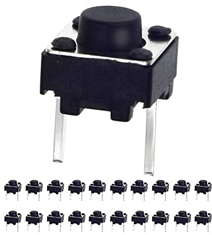 20 Pcs 6 mm 2 Pin Momentary Tactile Tact Push Button Switch Through Hole Breadboard Friendly for the Panel PCB by QTEATAK