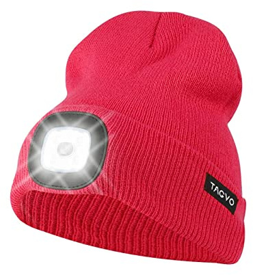 TAGVO USB Wiederaufladbare LED Mütze, 8 LED Mit Beleuchtungs- Und Blinkmodi, Einfache Installation, Praktische Stirnlampe, Unisex Strickmütze Für Den Winter