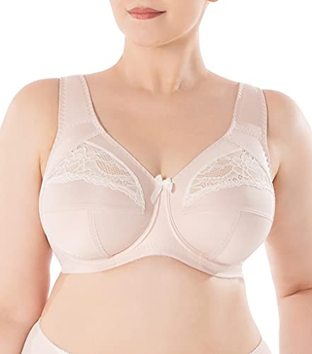 Soutien Gorge à Dentelle Souples Classique pour Femmes en Grandes Tailles, avec Armatures, Larges Bretelles, Laminé avec du coton, Vetement Femme, Confort, Support stable et complet, Chair, 115F