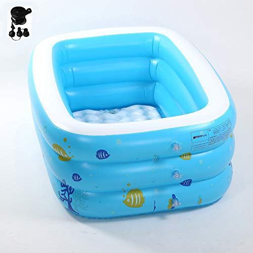 QIANG Pataugeoire Rectangulaire Gonflable Famille Paddling Swimming Pool Indoor Or Outdoor for Kids and Adults 130 * 90 * 48cm Blue