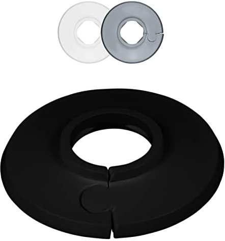FUX Set di 2 rosette semplici per tubo di riscaldamento da 8 a 60,3 mm | Nasconde i passaggi dei tubi, finitura pulita al radiatore, montaggio senza attrezzi, polipropilene