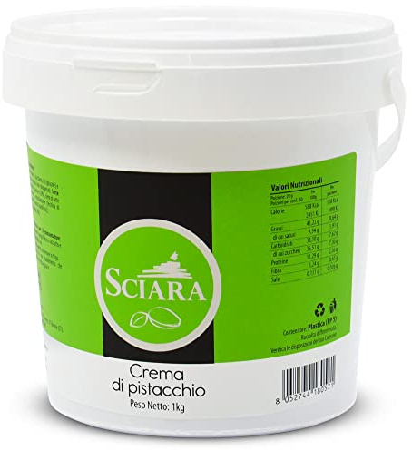Sciara - Crema Spalmabile al Pistacchio 30% - 1 Kg - Senza Glutine | Pura Passione Pistacchio | Senza Glutine | Artigianale | Ottima per Colazione, da spalmare su pane, fette biscottate e crepes