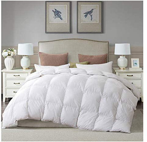 Entenfederdaunen-Bettdecke [S] 13,5 Tog Deluxe, beste Hotelqualität, superweich, warm und gemütlich, Anti-Allergie, computersteppte Konstruktion, aus Stoff (Einzelbett, 135 x 200 cm)