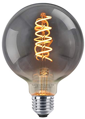 Long Life Lamp Company Industrial Vintage LED Light Bulb E27 Coil Spiral Filament Grey Smoked Glass Retro Edison Classic G95 4w Globe