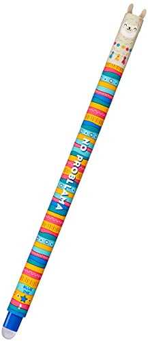 Legami - Radierbarer Gelschreiber, Kugelspitze zum Entfernen der Tinte ohne das Blatt zu verbrauchen, Schwarze temperatursensitive Tinte, 0,7 mm Spitzendurchmesser, Lama-Motiv