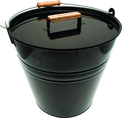 Valiant Kindling & Ash Metal Bucket with Lid - Black (30cm Diameter)