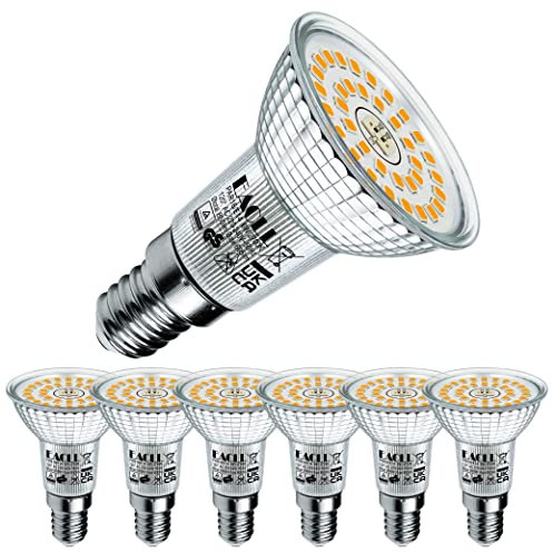 EACLL E14 LED Warmweiss 6W Ersetzt 90W Halogen R50 Glühlampe, 6er-Pack. 695 Lumen 2700K Leuchtmittel, AC 230V Flimmerfrei Energiesparlampe, Abstrahlwinkel 120° Strahler Nicht Dimmbar Reflektorlampe