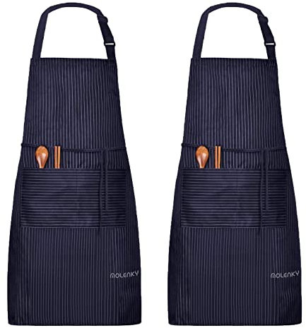 MOLENKY Grembiule Regolabile da 2 Pezzi con 2 Tasche, Waterproof Adulti Grembiule da Cucina, Adatto per Casa Lavoro Campeggio all'aperto, per Uomo e Donna
