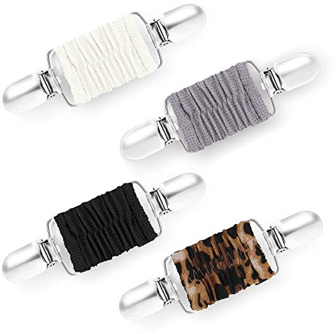 Prasacco 4 Stück Kleid CinchClip Pullover Schal Clip Sweater Cardigan Kragen Brosche elastischer Clip für Kleidung (4 Farben)