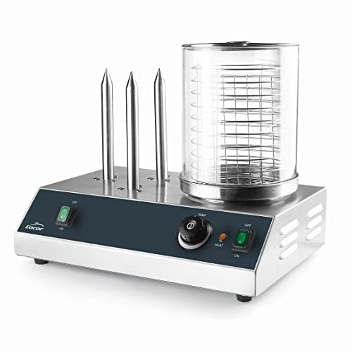 Lacor - 69543 - Cocedor de Salchichas, Máquina Profresional para Salchichas, 3 pinchos para Calentar Panecillos o Bollos, Acero inoxidable, Temperatura 35ºC-100ºC, Capacidad: 1 L