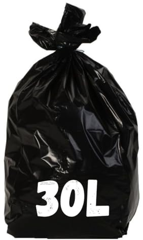 SANYGIENE | Bolsa de basura 30 l | Lote de 100 bolsas de basura de cocina o papelera | Enlace para atar | 25 micras | PE reciclado, alta resistencia, antifugas, perforación, olor | Indispensable