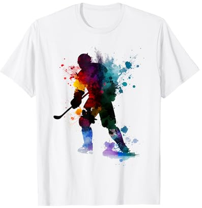Eishockey Hockey Buntes Design Eishockeyspieler Geschenk T-Shirt