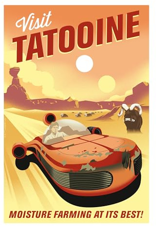Komar Wandbild - Star Wars Visit Tatooine! - Größe 30 x 40 cm - Ohne Rahmen - Poster, Kunstdruck, Kinderzimmer, Wanddekoration