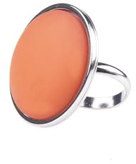 Adi-Modeschmuck Polaris Ring 'Rosanna', in der Größe verstellbarer Ring aus Edelstahl mit einem 25mm Polaris Cabochon, handgefertigt in Berlin (Orange)
