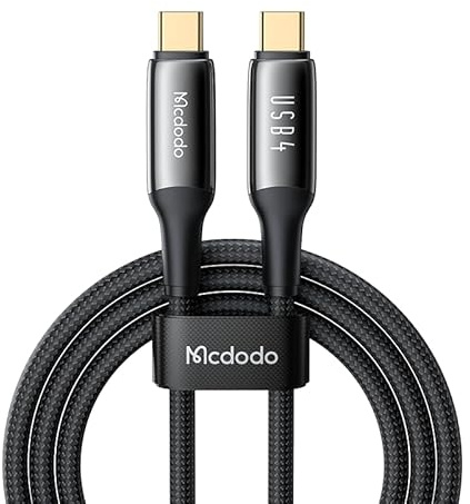 mcdodo Câble USB4 pour Thunderbolt 4 USB-C vers USB-C240W 40Gbps, 8K@60Hz,48V/5A PD3.1 USB-C vers USB-C pour iPhone 15 Pro Max, MacBook, iPad Pro, iMac, Dock, SSD, Display, eGPU,1m