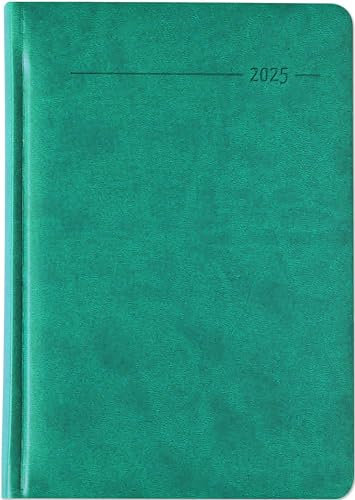 Zettler - Buchkalender Tucson 2025 türkis, Taschenkalender im Tucson Einband mit 416 Seiten, 1 Tag auf 1 Seite, Adressteil , 15x21cm, farblich sortiert