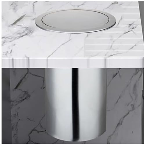 Built-in Countertop Trash Can Cover Waste Chute Lid, Stainless Steel Kitchen Garbage Can Grommet Recessed Trash Can Lid, Round Balance Flap Cover Trash Bin Swing Lid, for Restaurant/Kitchen/Bathroom