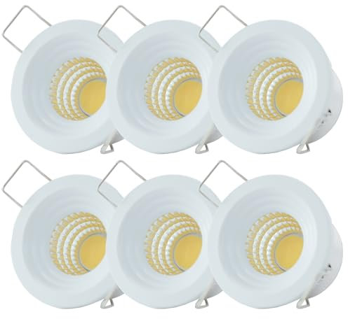 yeerockal Set di 6 mini Faretti da incasso 3W Luce Bianca Calda Alluminio Spots con trasformatore