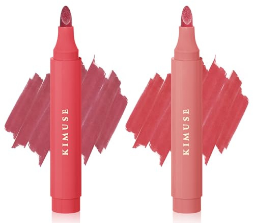 KIMUSE Lip Stain Tip Marker Set, Long Lasting Waterproof Smudgeproof Lip Liner Stain, Matte Natural Finish, All Day Wear Lip Color