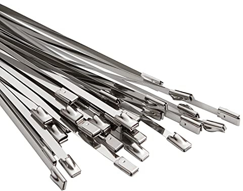 OFFO Metal Zip Ties 4.6 * 300mm Premium Heavy Duty Stainless Steel Wire Multifunctional Locking Exhaust Wrap Flexible Durable 15 Pcs
