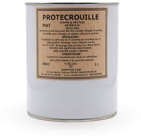 Comptoir d'Art - Vernis de Protection (0861) pour Métaux Ferreux - Protection Contre La Corrosion - Peinture De Protection - Résistant à La Rouille - Traitement Antirouille - Finition (Mat, 1L)