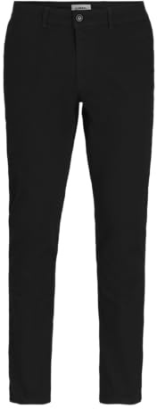 JJ REBEL Men's Jrebmichael Slim Sharp Noos Chino Trousers, Black, 31 W/32 L