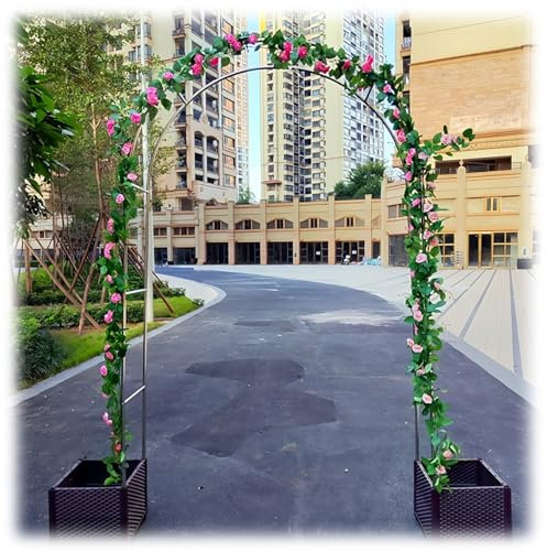 GZDXBF Gartenbogen Aus Metall Für Kletterpflanzen, Rosenbogen Für Gartendekoration, Stabil Pergola Torbogen, Seitenbreite 38/39 cm(Color:19mm+Base,Size:1.5 * 2.4m(4.9 * 7.9ft))