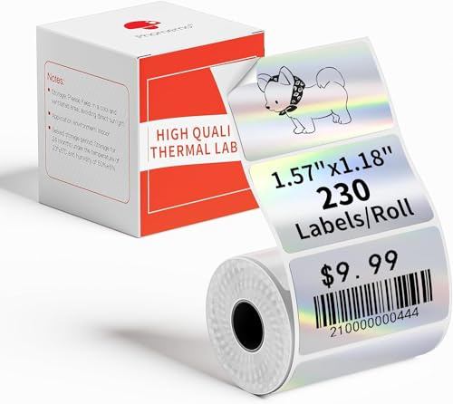 Phomemo M110 Thermoetiketten, selbstklebend, 40 mm x 30 mm, 230 Stück, kompatibel mit M110/M120/M220/M221/M200, farbige Laseretiketten