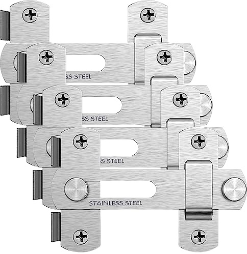 ZEECER Grindlås, 4-pack 10 cm tjockare grindlås i rostfritt stål, skjutdörrlås hårdvara, flip trädgårdsgrindlås för trägrindar utomhusstaket ladugårdsdörr skåp fönster garderob silver