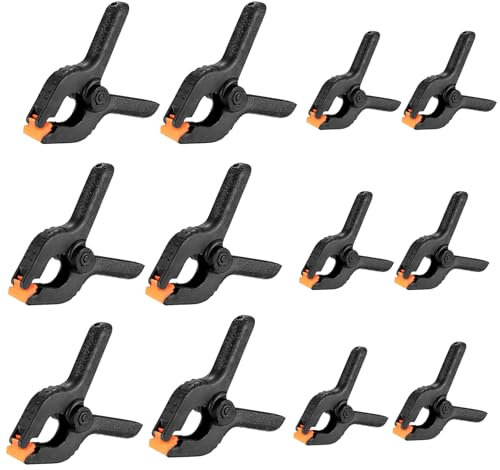 12 Pièces Pinces à Ressort, 2 Pouces/3 Pouces Pinces Clips, Pince de Serrage Serre-joint pour Travaux du Bois et Studio de Photographie, 6 Pcs 2 Pouces+6 Pcs 3 Pouces